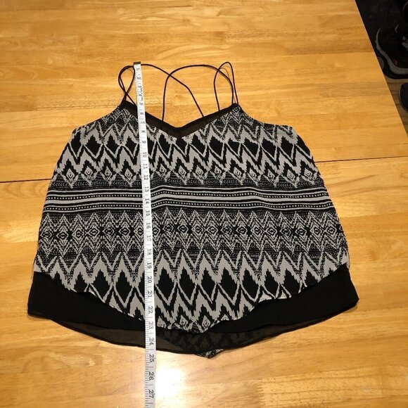 Vero Moda Sheer Camisole Criss Crossed Spagetti Strap Lined Black Beige Womens L - Picture 10 of 11